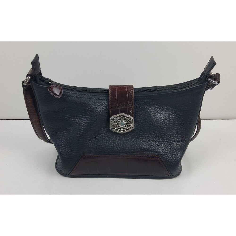 Vintage Brighton Pebbled Leather Alligator Embossed Shoulder Handbag Purse